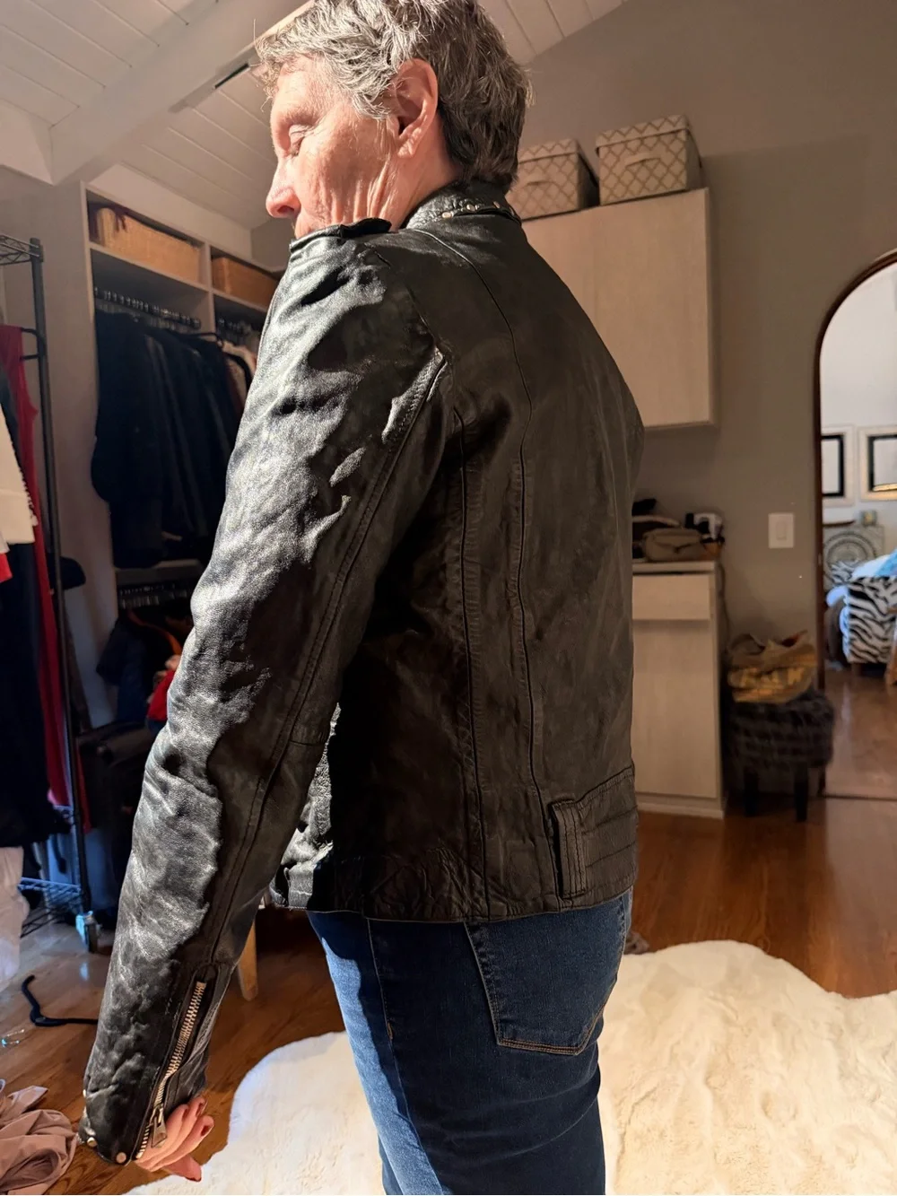 Golden Goose Black Leather Biker Jacket with Silver Hardware - Picture 12 of 13